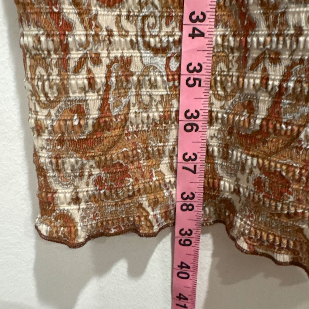 Paisley Babydoll Dress V-Neck‎ Front Lace-Up Western Country Women M Fall Boho - Picture 7 of 9